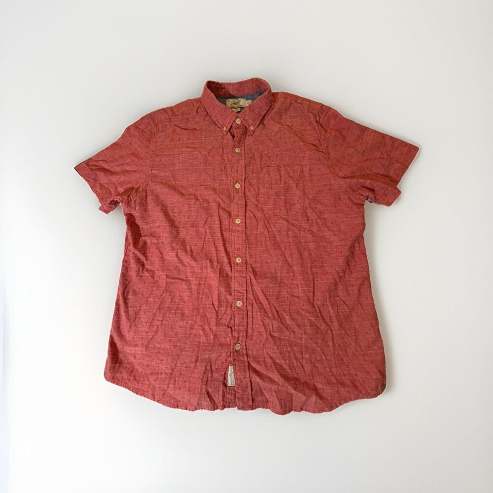 Grayers Clothiers XXL Red Heather Button Down Shirt Short Sleeve 100% Cotton